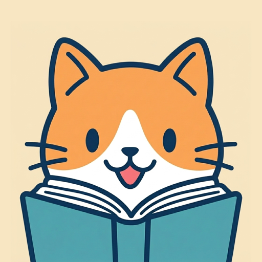 Ohonya app icon: a cat reading a book